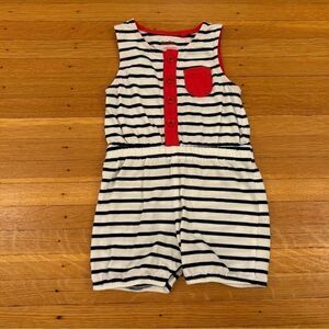 Baby Boden white/navy stripe romper